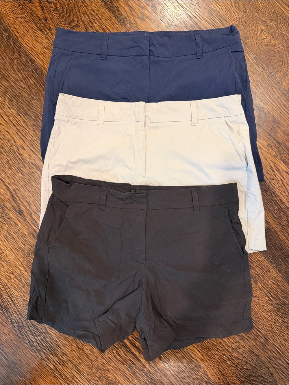 J. Crew 5” Tech Shorts (3) in Recycled Nylon Blend in Navy, Khaki, and Black
